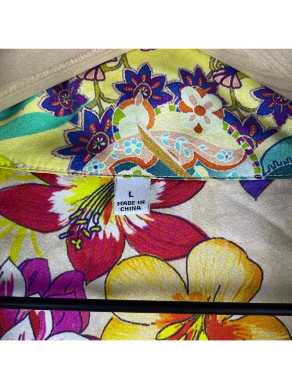 Johnny Was Aero Jules 100% Silk Floral Patchwork Womens Button Down Blouse Large - Picture 7 of 12